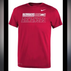Youth Nike Dri Fit Arkansas Razorbacks Cardinal Short Sleeve Shirt, L